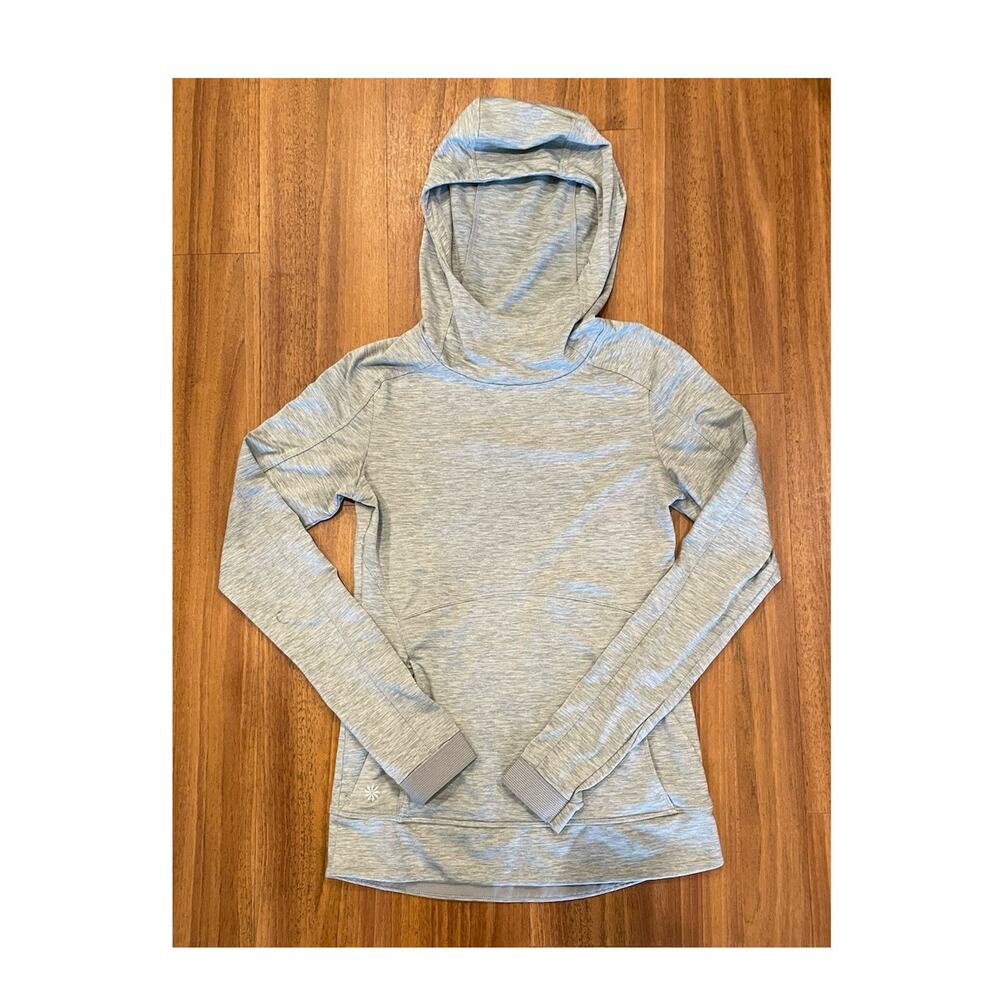 Athleta Gray Knit Pullover Hoodie Long Sleeve Regular XXS Women